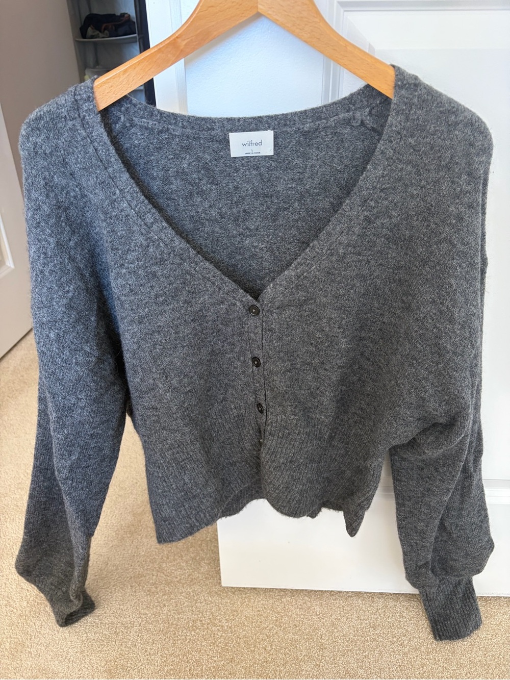 Wilfred Charcoal Gray V-Neck Button Cardigan
